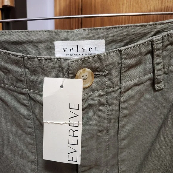 Velvet by Graham & Spencer Mya Utility Pant Smokey Olive Green Wide Leg Size 6 - Picture 2 of 6